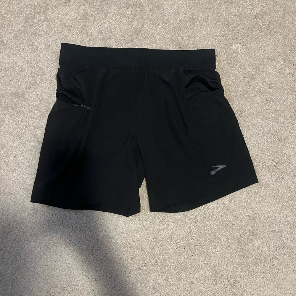 Brooks Lined Black Running Shorts Men's